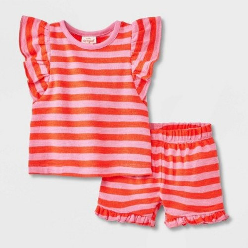 Baby Girls' Ruffle Top & Bottom Set - Cat & Jack™, Color: Pink, Size: 3-6M