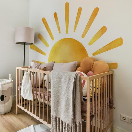 Half Sun Wall Decal for Kids Bedroom Decor,Rising Sun Wall Sticker,Boho Nursery Wall Decor,Peel and Stick Kids Room Decals,Baby Room Decor