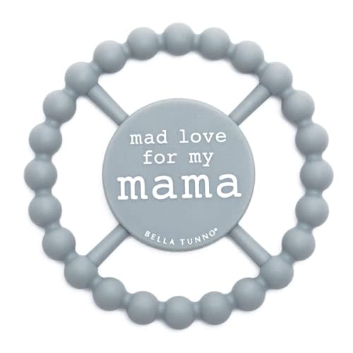 Bella Tunno Happy Teether – Soft & Easy Grip Baby Teether Toy, Silicone Teether Ring to Help Soothe Gums, Non-Toxic and BPA Free, Mad Love for Mama