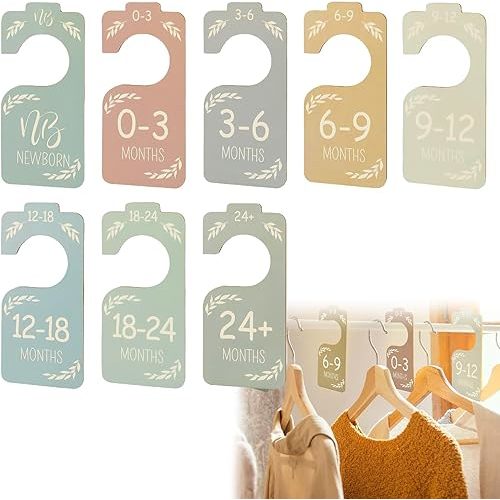 8 Pcs Baby Size Closet Dividers Baby Clothes Dividers For Closet Baby Closet Dividers Closet Dividers For Baby Clothes Baby Closet Size Dividers Wooden Double-Sided Dividers For Newborn To 24 Months