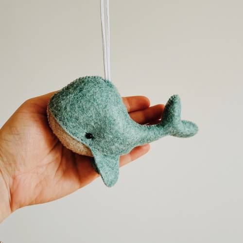 Whale - baby play hanging wool toy