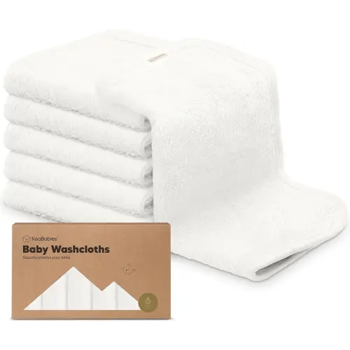 6-Pack Organic Baby Washcloths - Soft Viscose from Bamboo Washcloth, Baby Wash Cloths, Baby Wash Cloth for Newborn, Kids, Bath Baby Towels, Face Towel,Face Cloths for Washing Face(White)