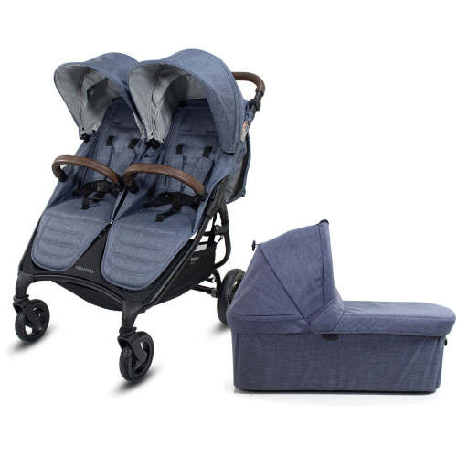 Valco Trend Duo Side by Side Double Stroller + Bassinet Bundle 2025 Denim / Denim