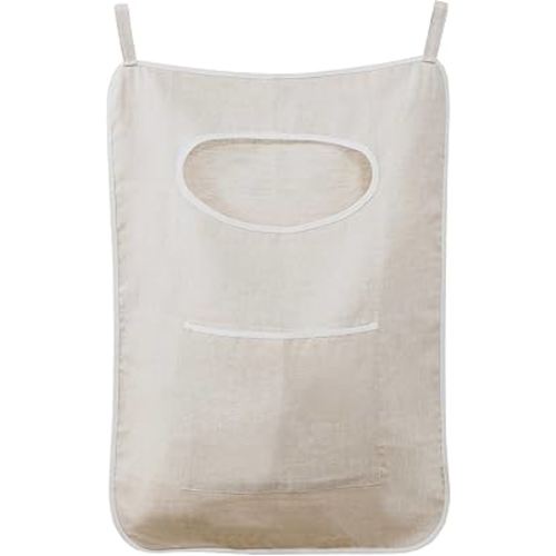 100% Linen Hanging Laundry Bag, 19.7x27.5 Inches Over the Door Laundry Hamper with Pockets, Large hanging laundry hamper for Holding Dirty Clothes and Saving Space, Linen