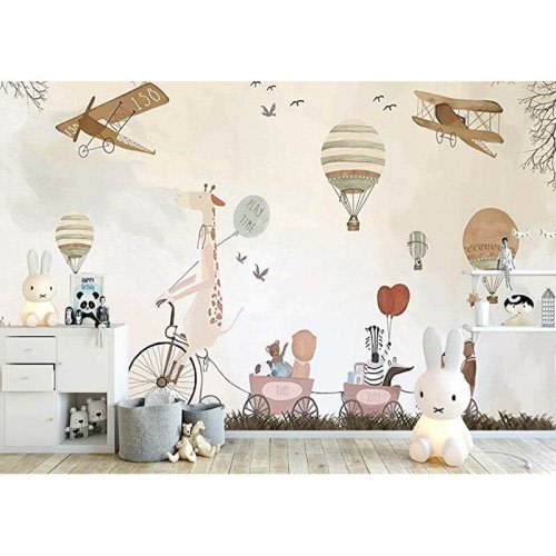 Isabelle & Max™ Chicago Peel And Stick Vintage Hot Air Balloons, Animals Wallpaper & Reviews | Wayfair