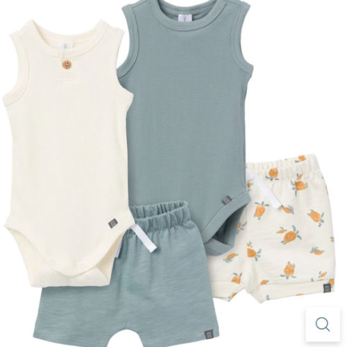 4-Piece Baby Boys Cream & Teal Bodysuits and Shorts Set – Gerber Childrenswear