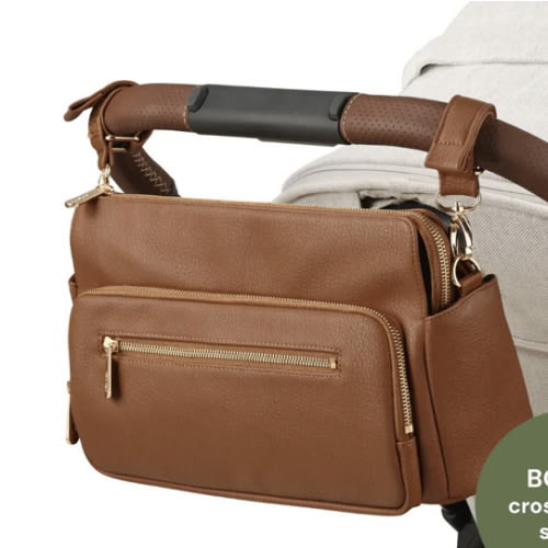 Multitasker Pram Caddy - Chestnut Brown Vegan Leather — OiOi