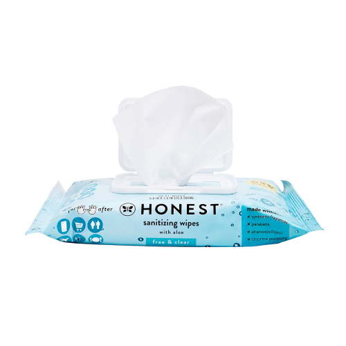 Honest Company Fragrance-Free Clean Antibacterial Hand Sanitizing Wipes Travel Size, Unscented - 50 Wipes, Pack of 3