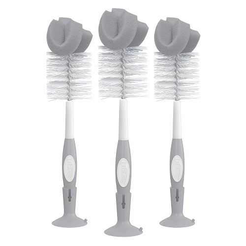 Amazon.com: Dr. Brown's Reusable Sponge Baby Bottle Cleaning Brush Set with Suction Cup Stand, Scrubber and Nipple Cleaner, Gray, 3 Pack : Baby