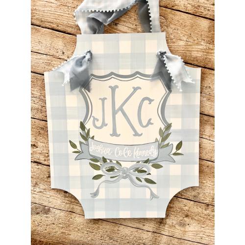 Hospital Door Hanger Boy, Classic Baby Birth Announcement, Baby Shower Gift, Gingham Name Sign