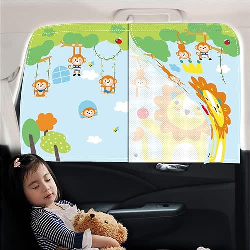 Car Sun Shade for Baby - EOHMAK Car Side Window Sun Shade Cover Upgrade Double Opening Car Interior Curtain Sun Blocker Blind (Lion, 1 Pack)