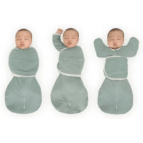 SwaddleDesigns 6-Way Omni Swaddle Sack for Newborn with Wrap & Arms Up Sleeves & Mitten Cuffs, Easy Swaddle Transition, Better Sleep for Baby Boys & Girls, Heathered Jadeite, Small, 0-3 Months