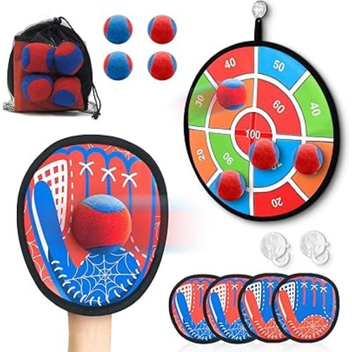 2 in 1 Toss and Catch Ball Game Set, Toddler Baseball Glove for Beach Pool Yard, Kids Sports & Outdoor Play Toys with Target Board, Birthday Gift for Ages 3 4 5 6 7 8-12 Year Old Boys Girls