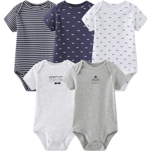 MAMIMAKA Baby Bodysuit Short Sleeve one-Piece Newborn Baby Clothes for Baby Boy and Girls