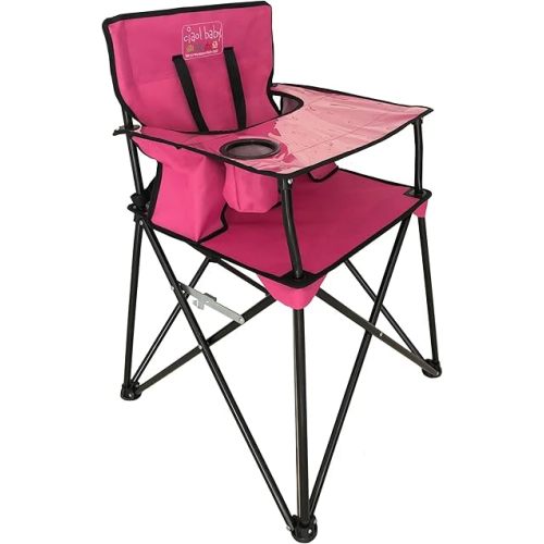 ciao! baby Portable High Chair for Babies and Toddlers, Compact Folding Travel High Chair with Carry Bag for Outdoor Camping, Picnics, Beach Days, and More (Hot Pink)
