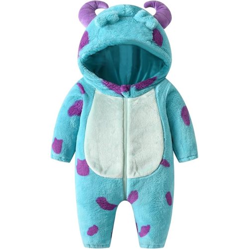 Toddler Halloween Costume Unisex Baby Animal Costume Fall Winter Hooded Romper Onesie Funny Cosplay Jumpsuit
