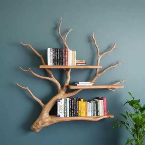 Tree Book Shelf, Driftwood Branch Floating Bookshelf, Wall Mount Bookcase