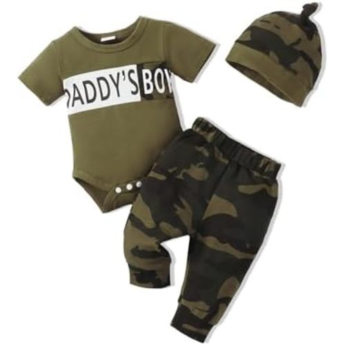 SUNNY PIGGY Baby Boy Clothes Newborn Boy Outfit Infant Romper Spring Summer Long Pants Set Hat 3PC