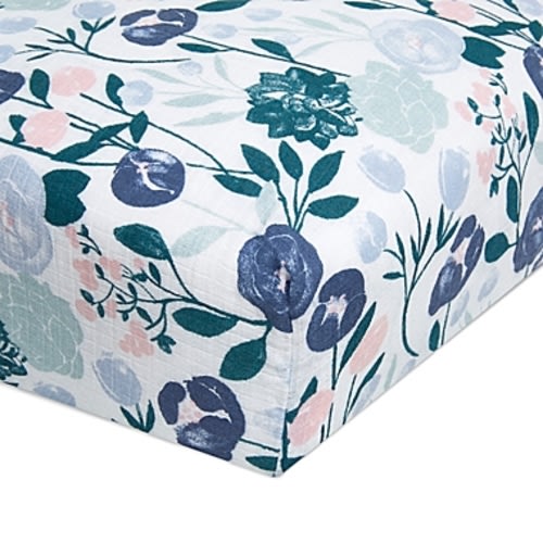 aden + anais ™ essentials Flowers Bloom Muslin Fitted Crib Sheet in Pink