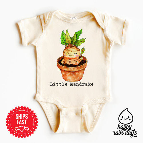 Little mandrake bodysuit, mandrake onesie®, wizard onesie®, magic baby onesie®, cute baby onesie®, funny baby gift, natural color bodysuit