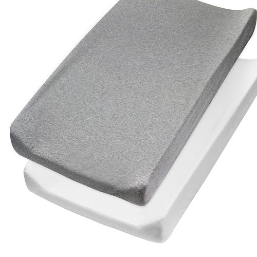 HonestBaby Organic Cotton Changing Pad Covers (Set of Two), Gray Heather, One Size - 2-Piece Gray Heather