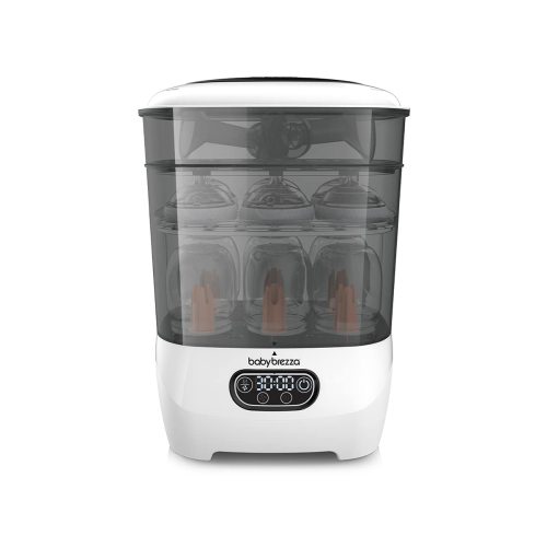 Baby Brezza Bottle Sterilizer and Dryer Advanced Electric Steam Sterilization Machine Universal Sterilizing for All Bottles: Plastic Glass Pacifiers Breast Pump Parts - HEPA Filtration White