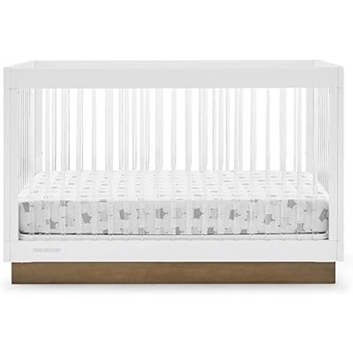 Delta Children James Acrylic 4-in-1 Convertible Crib - Greenguard Gold Certified, Bianca White/Acorn