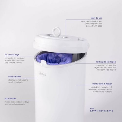 Ubbi Steel Diaper Pail - White