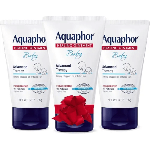 Aquaphor Baby Healing Ointment, Advanced Therapy for Chapped Cheeks and Diaper Rash, Holiday Baby Gifts, 3 Oz Tube, Pack of 3