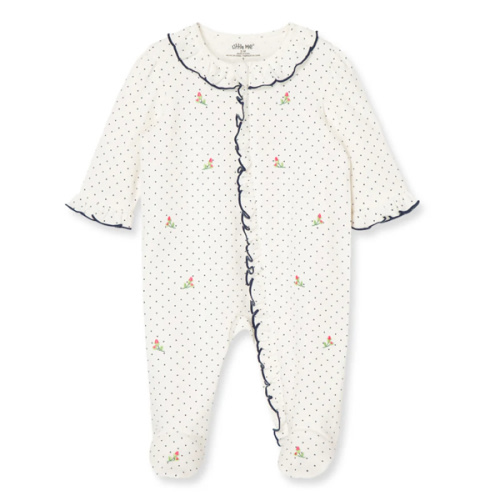 Rosebud 2-Way-Zip Footed One-Piece and Headband