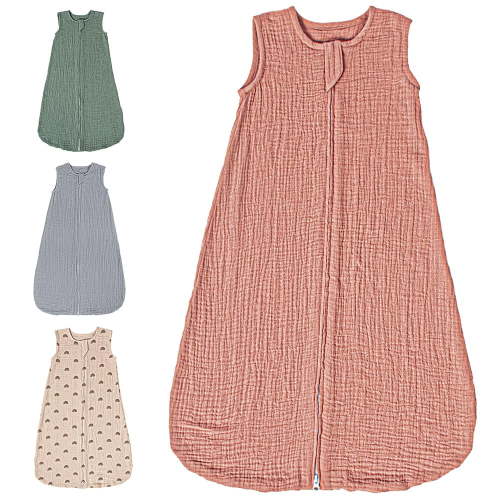 Beavtaens Baby Sleep Sack , Muslin Baby Wearable Blanket, with 2-Way Zipper, 12-18 Months, (Large)