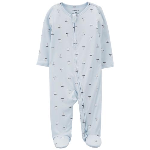 Baby Sailboat Zip-Up PurelySoft Sleep & Play Pajamas - NB - Style,Blue