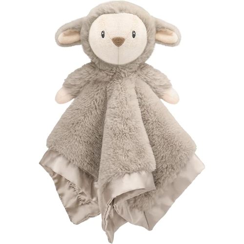 Lamb Baby Security Blanket for Boys Girls, Lovey Fluffy Snuggle Toy Great Shower Gift for Baby Newborn Plush Stuffed Animal, Brown 13.5 Inch
