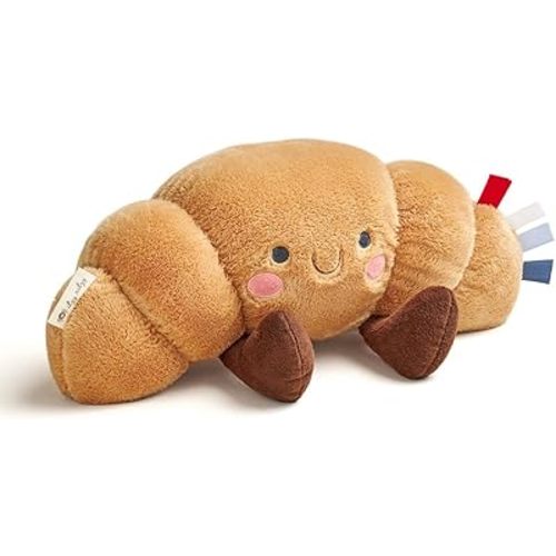 Itzy Ritzy Baby Plush Toy – Soft Stuffed Animal for Babies & Kids – Sensory Ribbons & Textured Fabrics for Tactile Play – Cozy & Cuddly Companion for Newborns & Up (Croissant)