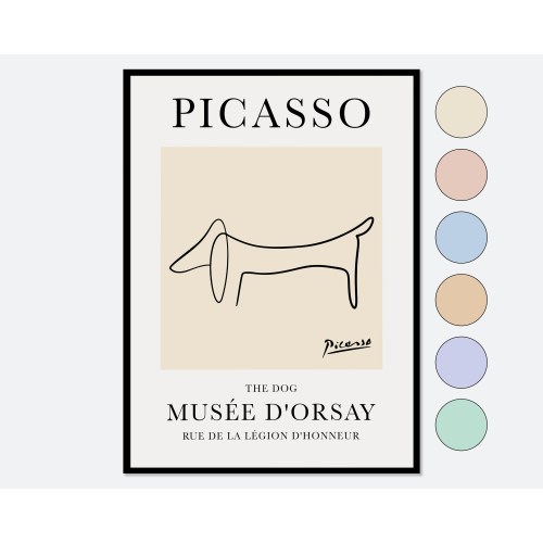 Picasso Print, Picasso Poster, Pablo Picasso Dog Line Art Print, Dachshund Print, Le Chien, Exhibition Poster, Animal Vintage Poster #PP17