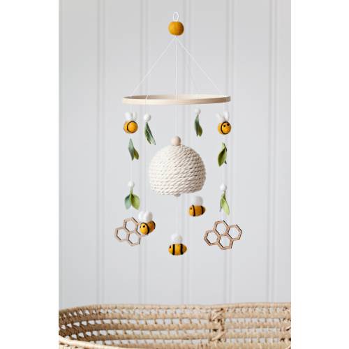 Felt Bumble Bee Mobile -  Beehive & Bee Nursery Decor - Handmade Mobile - Reading Nook Decor