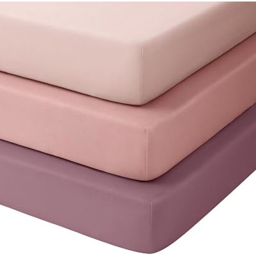 Baby Crib Sheets 3 Pack, Snug Fit Fitted Crib Sheet for Boys Girls, Super Soft Toddler Bed Sheet, Neutral Stretchy Baby Sheet, Breathable & Wrinkle-Resistant, 28x52x8in, Gradient Pink