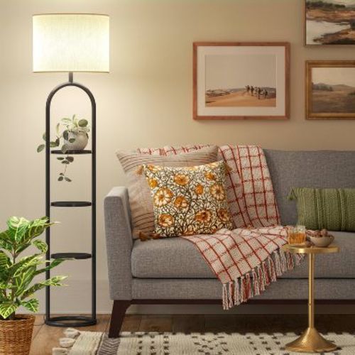 Ring Base Shelf Floor Lamp Black: Modern Design, 3-tier Display, Etl Listed Includes Led Bulb - Threshold™