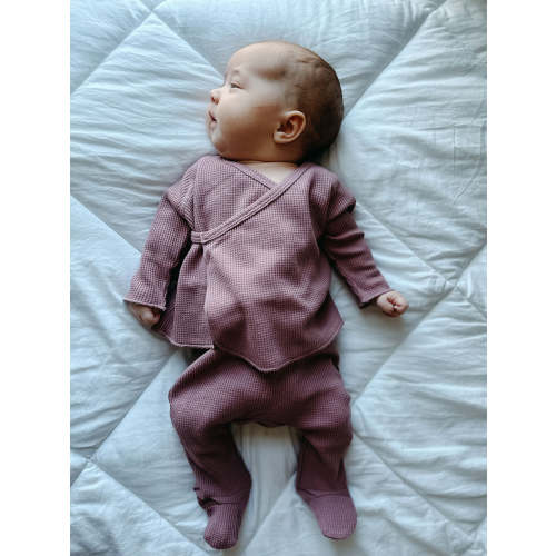 Organic Waffle Kimono & Pant Set, Winterberry