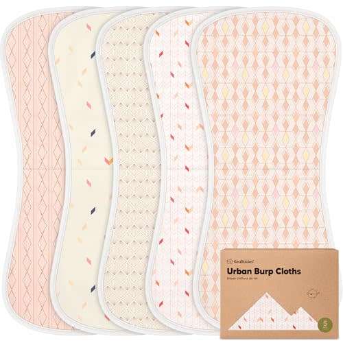 Organic Burp Cloths for Baby Boys and Girls - 5-Pack Super Absorbent Burping Cloth, Burp Clothes, Soft & Plush, Newborn Milk Spit Up Rags, Burpy Cloth Bib for Unisex, Burping Rags (Prism)