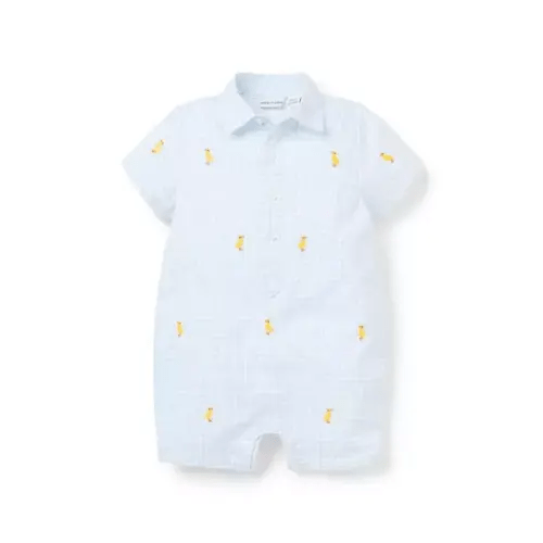 Baby Bundle Blue Gingham Baby Gingham Embroidered Duck Romper by Janie and Jack