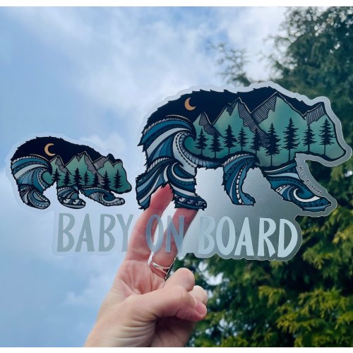 Bear Baby On Board Colourful Car Decal