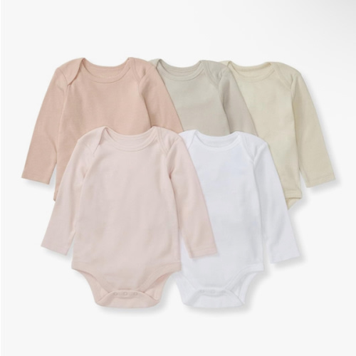 Burt's Bees Baby Unisex Organic Cotton Short and Long Sleeve Bodysuits, 5-Pack