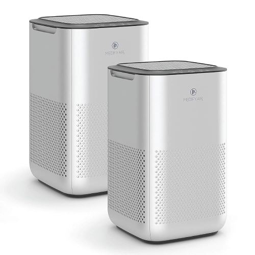 Medify MA-15 Air Purifier with True HEPA H13 Filter | 585 ft² Coverage in 1hr for Allergens, Smoke, Wildfires, Dust, Odors, Pollen, Pet Dander | Removal to 0.1 Microns | Silver, 2-Pack