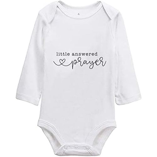 Little Answered Prayer Infant Reveal Ideas Pregnancy Baby Announcement Bodysuit Girl And Boy 0-12M
