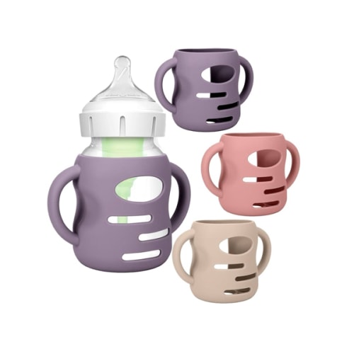 BUSOHA 3 Pack Silicone Sleeves for Dr. Brown's Glass Baby Bottles - Drop Protection Baby Bottle Sleeves Compatible with Dr. Brown's Newborn Glass Bottles with Silicone Handles,5oz