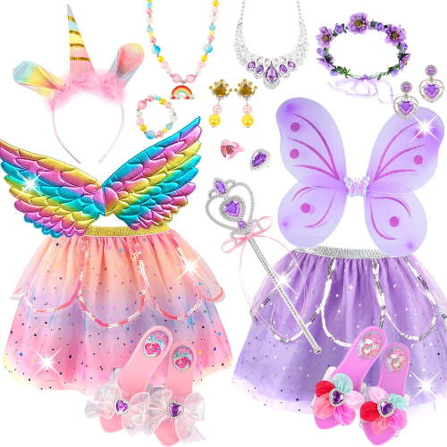 JoyStone 18 PCS Princess Dress Up Toys for Toddler Girls, Butterfly Wings, Presents Jewelry Toys for Toddler Girls 3-6 Years