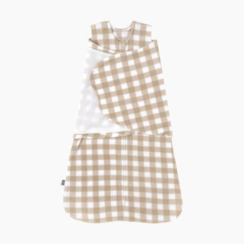 Halo SleepSack Swaddle Micro Fleece - Tan Gingham, Newborn