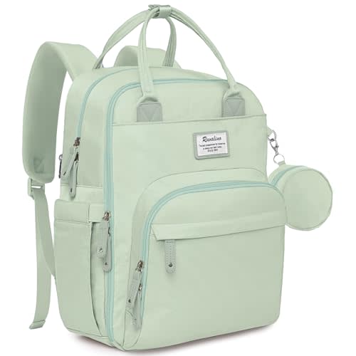 RUVALINO Diaper Bag Backpack, Multifunction Travel Pack Maternity Baby Changing Bags, Large Capacity, Waterproof, Mint Green
