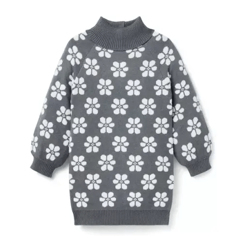 Girl Charcoal Heather Floral Floral Sweater Dress by Janie and Jack